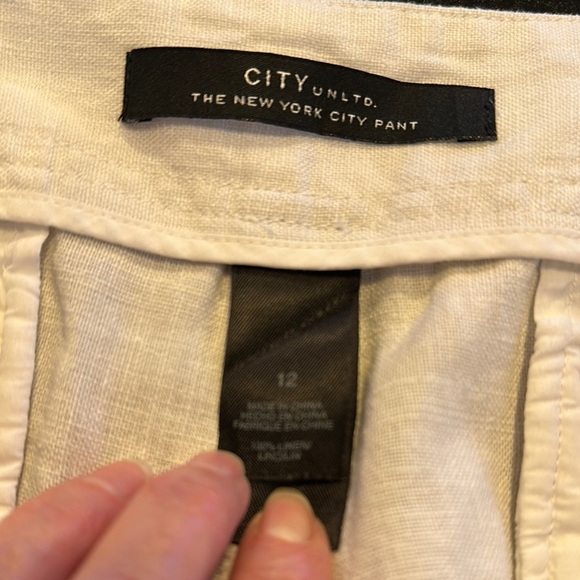 CITY UNLTD The New York City Pant White Wide Leg Linen Cropped Pants - Picture 9 of 10